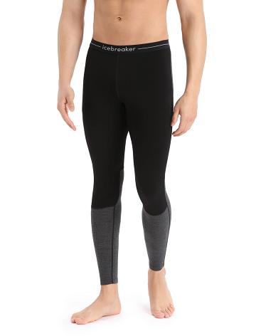 Black / Jet Heather Men's Icebreaker 200 ZoneKnit™ Merino Leggings Base Layers | USA 1341QMAZ